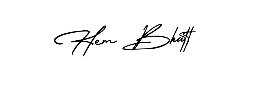 How to make Hem Bhatt name signature. Use AmerikaSignatureDemo-Regular style for creating short signs online. This is the latest handwritten sign. Hem Bhatt signature style 3 images and pictures png