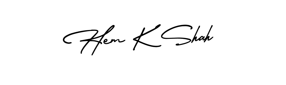 Also You can easily find your signature by using the search form. We will create Hem K Shah name handwritten signature images for you free of cost using AmerikaSignatureDemo-Regular sign style. Hem K Shah signature style 3 images and pictures png