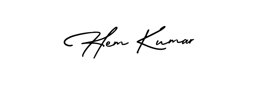 The best way (AmerikaSignatureDemo-Regular) to make a short signature is to pick only two or three words in your name. The name Hem Kumar include a total of six letters. For converting this name. Hem Kumar signature style 3 images and pictures png