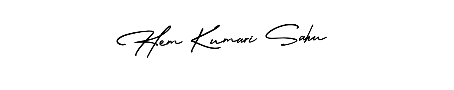 You should practise on your own different ways (AmerikaSignatureDemo-Regular) to write your name (Hem Kumari Sahu) in signature. don't let someone else do it for you. Hem Kumari Sahu signature style 3 images and pictures png