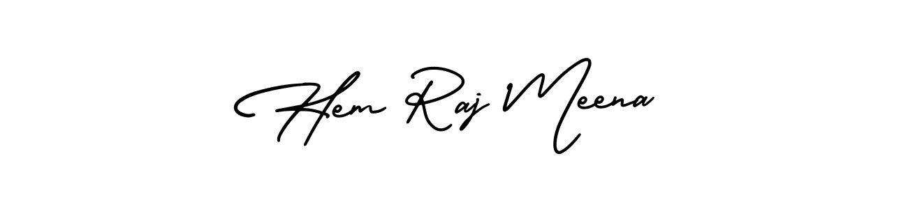 You should practise on your own different ways (AmerikaSignatureDemo-Regular) to write your name (Hem Raj Meena) in signature. don't let someone else do it for you. Hem Raj Meena signature style 3 images and pictures png