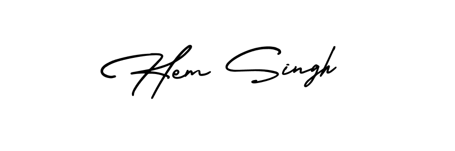 How to make Hem Singh name signature. Use AmerikaSignatureDemo-Regular style for creating short signs online. This is the latest handwritten sign. Hem Singh signature style 3 images and pictures png