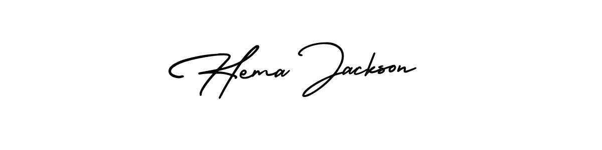 How to make Hema Jackson name signature. Use AmerikaSignatureDemo-Regular style for creating short signs online. This is the latest handwritten sign. Hema Jackson signature style 3 images and pictures png