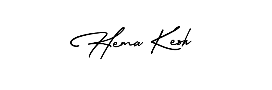 You should practise on your own different ways (AmerikaSignatureDemo-Regular) to write your name (Hema Kesh) in signature. don't let someone else do it for you. Hema Kesh signature style 3 images and pictures png