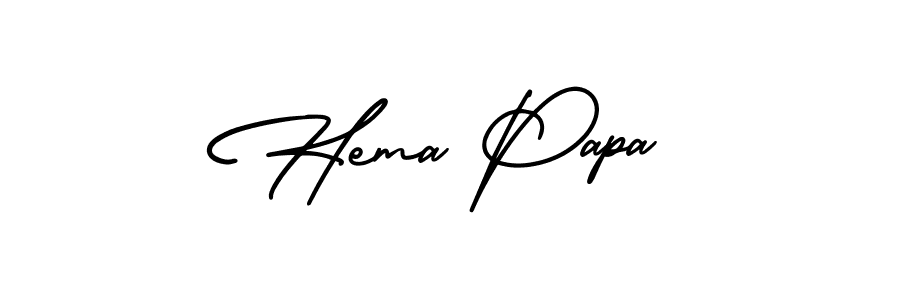 How to make Hema Papa name signature. Use AmerikaSignatureDemo-Regular style for creating short signs online. This is the latest handwritten sign. Hema Papa signature style 3 images and pictures png