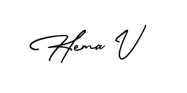 Hema V stylish signature style. Best Handwritten Sign (AmerikaSignatureDemo-Regular) for my name. Handwritten Signature Collection Ideas for my name Hema V. Hema V signature style 3 images and pictures png