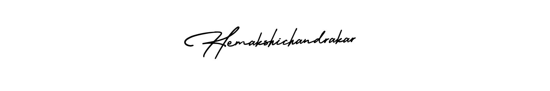The best way (AmerikaSignatureDemo-Regular) to make a short signature is to pick only two or three words in your name. The name Hemakshichandrakar include a total of six letters. For converting this name. Hemakshichandrakar signature style 3 images and pictures png
