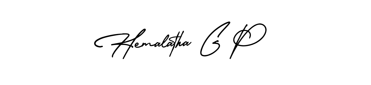 You should practise on your own different ways (AmerikaSignatureDemo-Regular) to write your name (Hemalatha G P) in signature. don't let someone else do it for you. Hemalatha G P signature style 3 images and pictures png