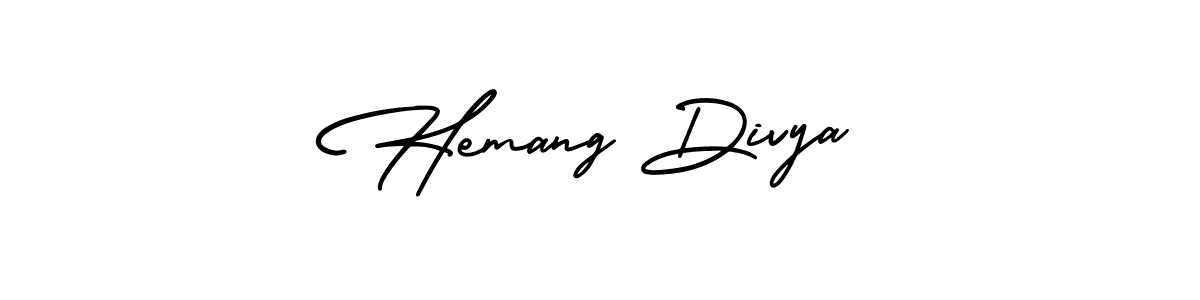 How to make Hemang Divya name signature. Use AmerikaSignatureDemo-Regular style for creating short signs online. This is the latest handwritten sign. Hemang Divya signature style 3 images and pictures png