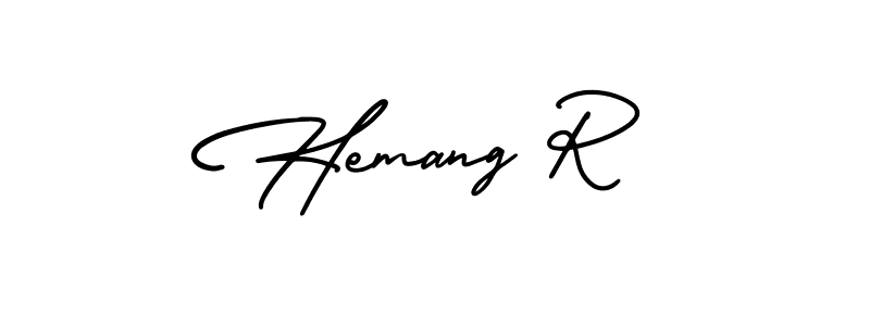 Use a signature maker to create a handwritten signature online. With this signature software, you can design (AmerikaSignatureDemo-Regular) your own signature for name Hemang R. Hemang R signature style 3 images and pictures png