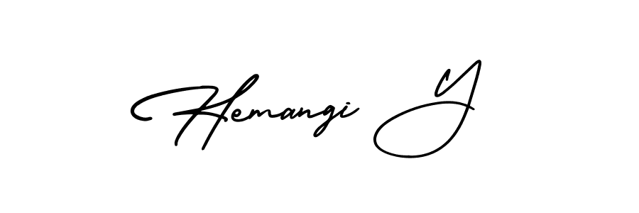 The best way (AmerikaSignatureDemo-Regular) to make a short signature is to pick only two or three words in your name. The name Hemangi Y include a total of six letters. For converting this name. Hemangi Y signature style 3 images and pictures png