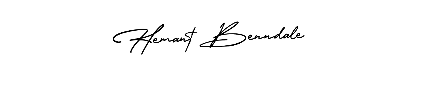 This is the best signature style for the Hemant Benndale name. Also you like these signature font (AmerikaSignatureDemo-Regular). Mix name signature. Hemant Benndale signature style 3 images and pictures png