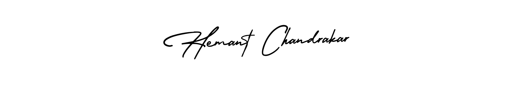 The best way (AmerikaSignatureDemo-Regular) to make a short signature is to pick only two or three words in your name. The name Hemant Chandrakar include a total of six letters. For converting this name. Hemant Chandrakar signature style 3 images and pictures png