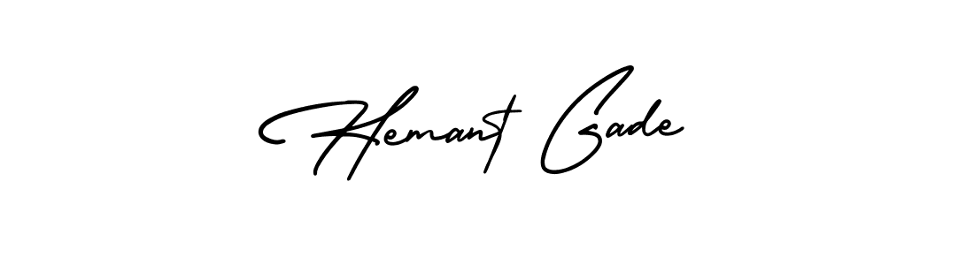 The best way (AmerikaSignatureDemo-Regular) to make a short signature is to pick only two or three words in your name. The name Hemant Gade include a total of six letters. For converting this name. Hemant Gade signature style 3 images and pictures png