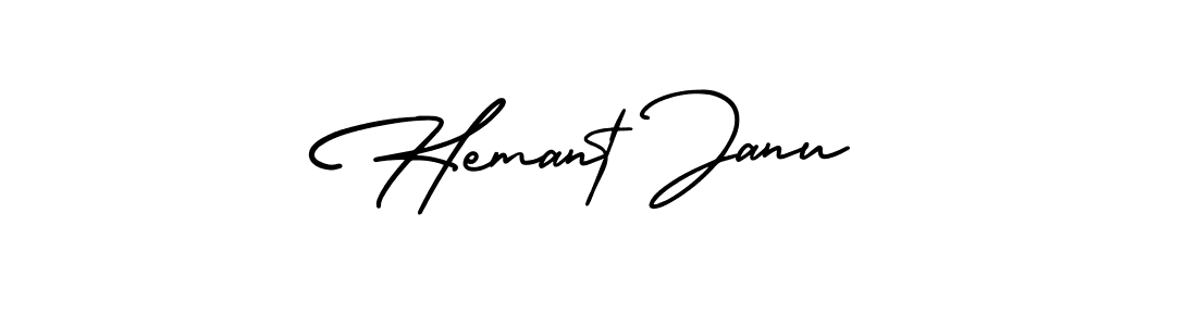 The best way (AmerikaSignatureDemo-Regular) to make a short signature is to pick only two or three words in your name. The name Hemant Janu include a total of six letters. For converting this name. Hemant Janu signature style 3 images and pictures png