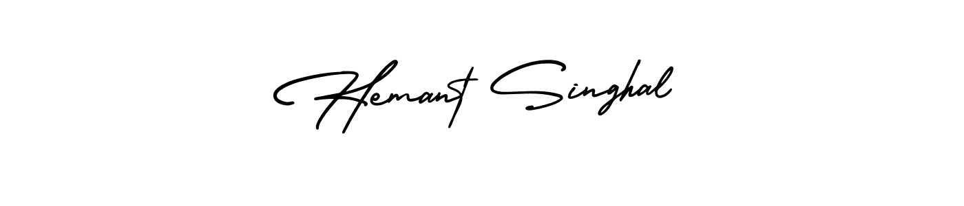 The best way (AmerikaSignatureDemo-Regular) to make a short signature is to pick only two or three words in your name. The name Hemant Singhal include a total of six letters. For converting this name. Hemant Singhal signature style 3 images and pictures png