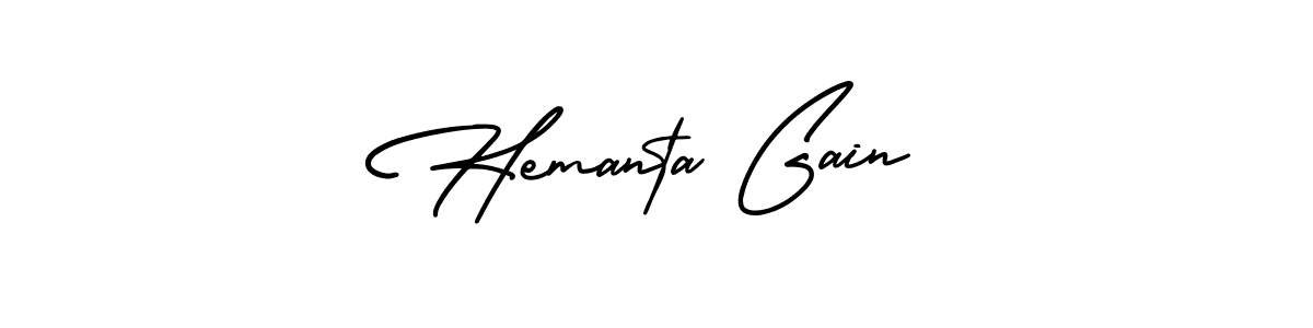 How to make Hemanta Gain name signature. Use AmerikaSignatureDemo-Regular style for creating short signs online. This is the latest handwritten sign. Hemanta Gain signature style 3 images and pictures png