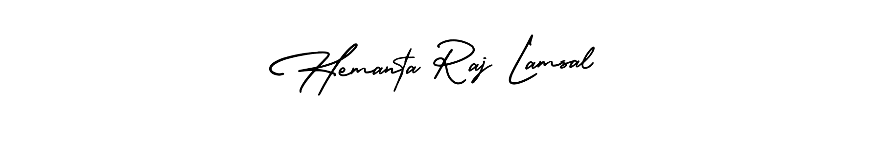 Also You can easily find your signature by using the search form. We will create Hemanta Raj Lamsal name handwritten signature images for you free of cost using AmerikaSignatureDemo-Regular sign style. Hemanta Raj Lamsal signature style 3 images and pictures png