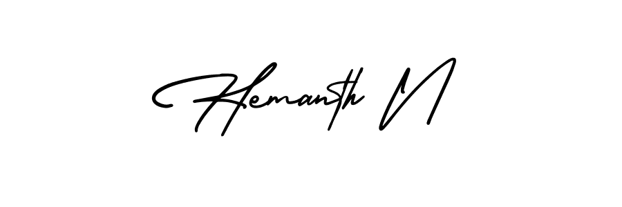 How to make Hemanth N signature? AmerikaSignatureDemo-Regular is a professional autograph style. Create handwritten signature for Hemanth N name. Hemanth N signature style 3 images and pictures png