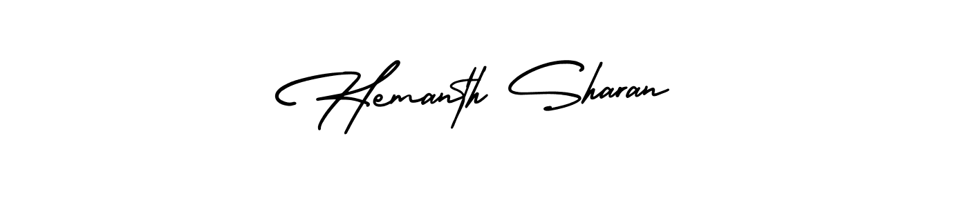 The best way (AmerikaSignatureDemo-Regular) to make a short signature is to pick only two or three words in your name. The name Hemanth Sharan include a total of six letters. For converting this name. Hemanth Sharan signature style 3 images and pictures png