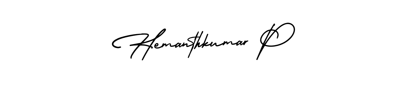 Make a beautiful signature design for name Hemanthkumar P. With this signature (AmerikaSignatureDemo-Regular) style, you can create a handwritten signature for free. Hemanthkumar P signature style 3 images and pictures png