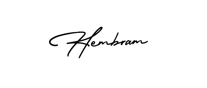 The best way (AmerikaSignatureDemo-Regular) to make a short signature is to pick only two or three words in your name. The name Hembram include a total of six letters. For converting this name. Hembram signature style 3 images and pictures png