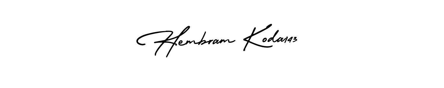 AmerikaSignatureDemo-Regular is a professional signature style that is perfect for those who want to add a touch of class to their signature. It is also a great choice for those who want to make their signature more unique. Get Hembram Koda143 name to fancy signature for free. Hembram Koda143 signature style 3 images and pictures png