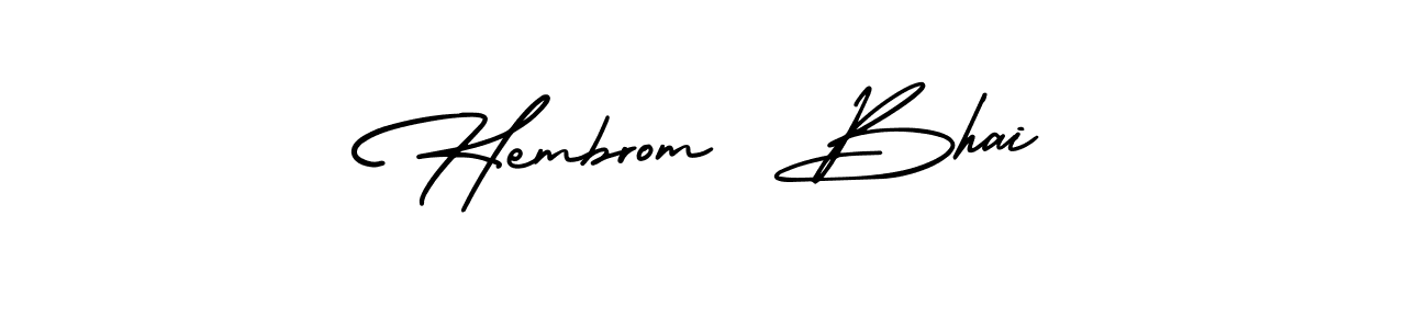 if you are searching for the best signature style for your name Hembrom  Bhai. so please give up your signature search. here we have designed multiple signature styles  using AmerikaSignatureDemo-Regular. Hembrom  Bhai signature style 3 images and pictures png
