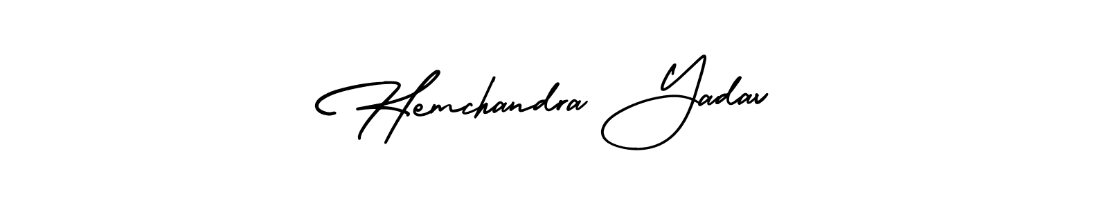 The best way (AmerikaSignatureDemo-Regular) to make a short signature is to pick only two or three words in your name. The name Hemchandra Yadav include a total of six letters. For converting this name. Hemchandra Yadav signature style 3 images and pictures png