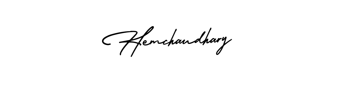 This is the best signature style for the Hemchaudhary name. Also you like these signature font (AmerikaSignatureDemo-Regular). Mix name signature. Hemchaudhary signature style 3 images and pictures png