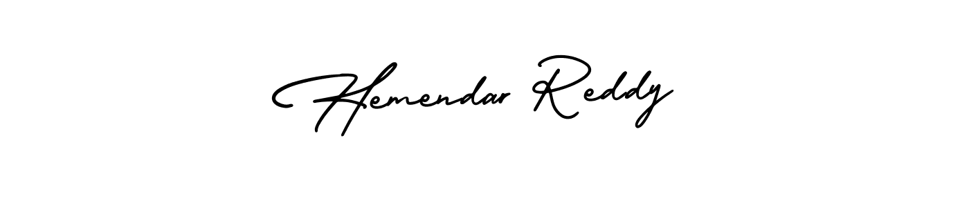 How to make Hemendar Reddy name signature. Use AmerikaSignatureDemo-Regular style for creating short signs online. This is the latest handwritten sign. Hemendar Reddy signature style 3 images and pictures png