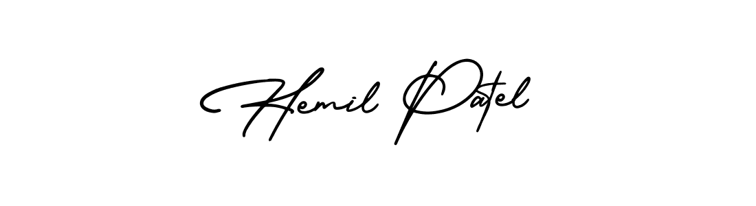 AmerikaSignatureDemo-Regular is a professional signature style that is perfect for those who want to add a touch of class to their signature. It is also a great choice for those who want to make their signature more unique. Get Hemil Patel name to fancy signature for free. Hemil Patel signature style 3 images and pictures png