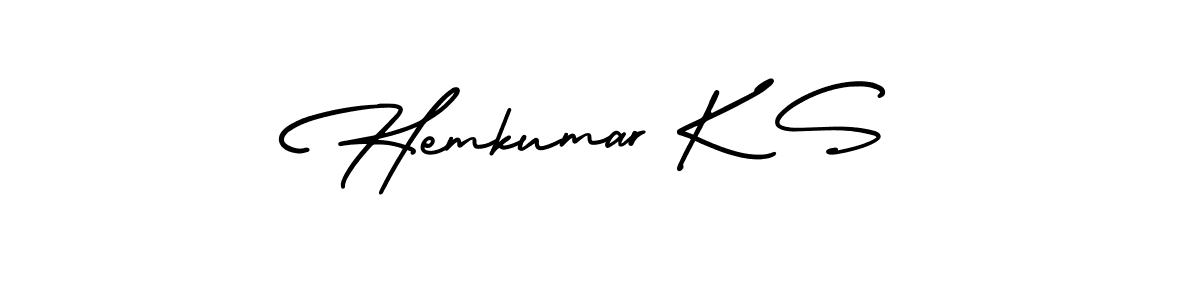 Create a beautiful signature design for name Hemkumar K S. With this signature (AmerikaSignatureDemo-Regular) fonts, you can make a handwritten signature for free. Hemkumar K S signature style 3 images and pictures png