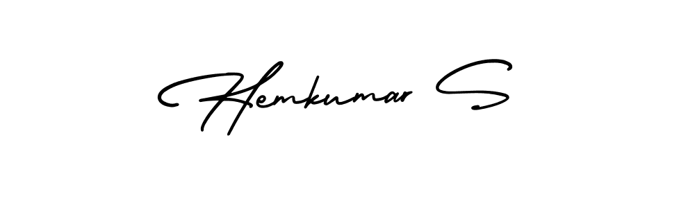 How to make Hemkumar S name signature. Use AmerikaSignatureDemo-Regular style for creating short signs online. This is the latest handwritten sign. Hemkumar S signature style 3 images and pictures png