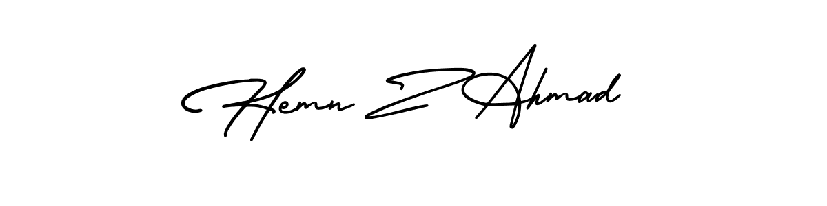 This is the best signature style for the Hemn Z Ahmad name. Also you like these signature font (AmerikaSignatureDemo-Regular). Mix name signature. Hemn Z Ahmad signature style 3 images and pictures png