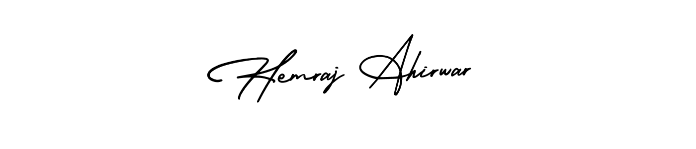 You should practise on your own different ways (AmerikaSignatureDemo-Regular) to write your name (Hemraj Ahirwar) in signature. don't let someone else do it for you. Hemraj Ahirwar signature style 3 images and pictures png