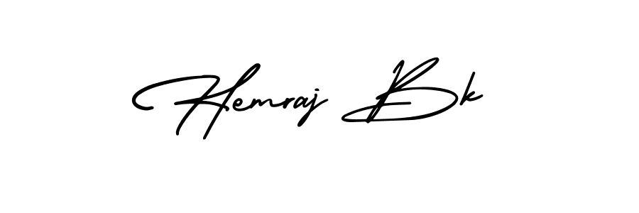 You should practise on your own different ways (AmerikaSignatureDemo-Regular) to write your name (Hemraj Bk) in signature. don't let someone else do it for you. Hemraj Bk signature style 3 images and pictures png