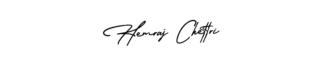 You should practise on your own different ways (AmerikaSignatureDemo-Regular) to write your name (Hemraj Chettri) in signature. don't let someone else do it for you. Hemraj Chettri signature style 3 images and pictures png