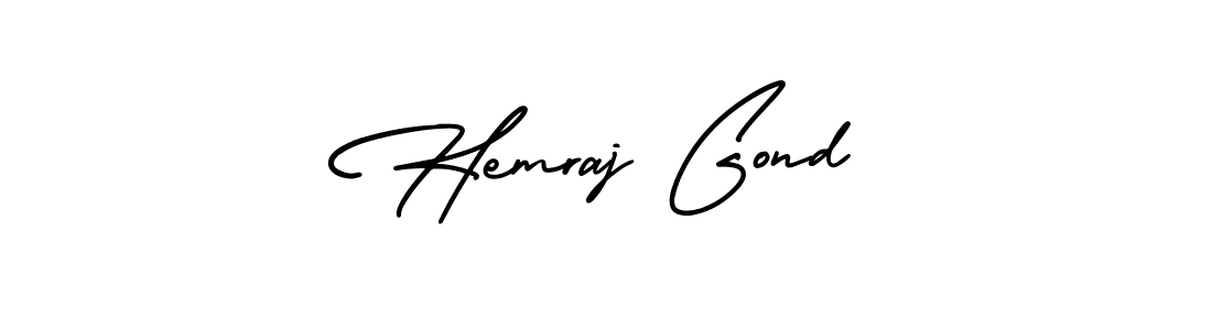 The best way (AmerikaSignatureDemo-Regular) to make a short signature is to pick only two or three words in your name. The name Hemraj Gond include a total of six letters. For converting this name. Hemraj Gond signature style 3 images and pictures png