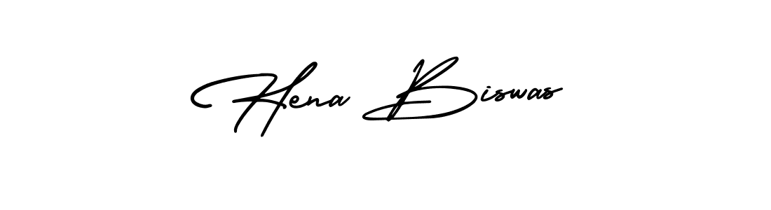 You should practise on your own different ways (AmerikaSignatureDemo-Regular) to write your name (Hena Biswas) in signature. don't let someone else do it for you. Hena Biswas signature style 3 images and pictures png