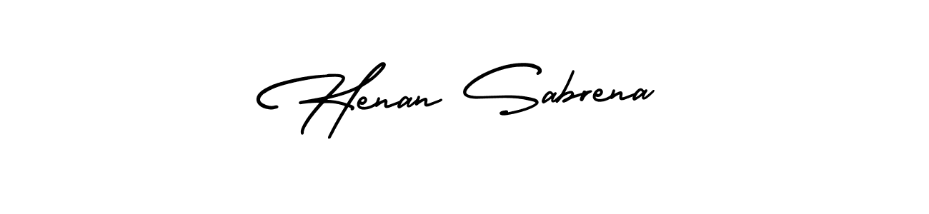 Make a beautiful signature design for name Henan Sabrena. With this signature (AmerikaSignatureDemo-Regular) style, you can create a handwritten signature for free. Henan Sabrena signature style 3 images and pictures png