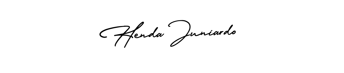 Similarly AmerikaSignatureDemo-Regular is the best handwritten signature design. Signature creator online .You can use it as an online autograph creator for name Henda Juniardo. Henda Juniardo signature style 3 images and pictures png