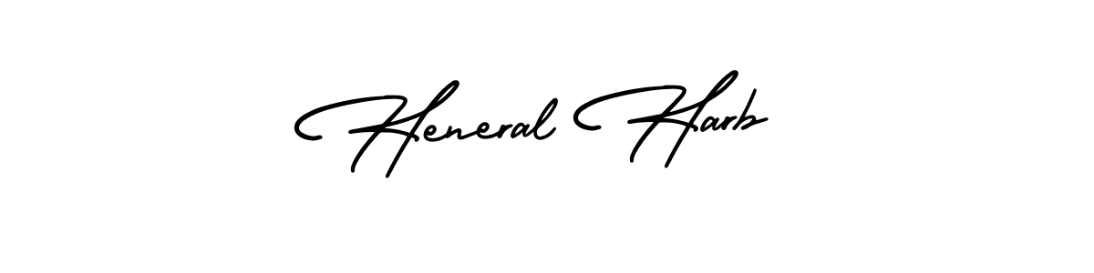You should practise on your own different ways (AmerikaSignatureDemo-Regular) to write your name (Heneral Harb) in signature. don't let someone else do it for you. Heneral Harb signature style 3 images and pictures png