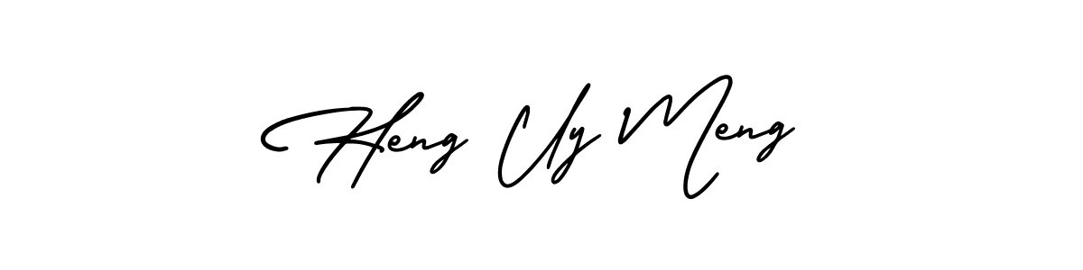 This is the best signature style for the Heng Uy Meng name. Also you like these signature font (AmerikaSignatureDemo-Regular). Mix name signature. Heng Uy Meng signature style 3 images and pictures png