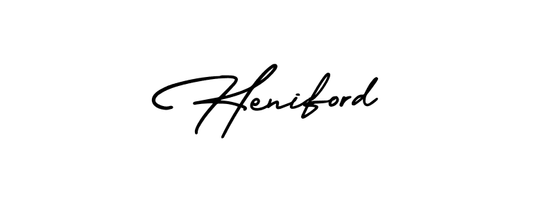 How to Draw Heniford signature style? AmerikaSignatureDemo-Regular is a latest design signature styles for name Heniford. Heniford signature style 3 images and pictures png