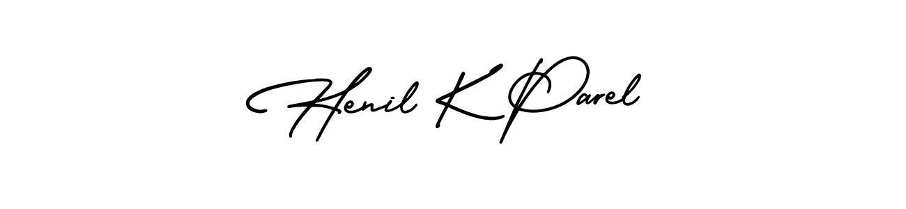 How to make Henil K Parel signature? AmerikaSignatureDemo-Regular is a professional autograph style. Create handwritten signature for Henil K Parel name. Henil K Parel signature style 3 images and pictures png
