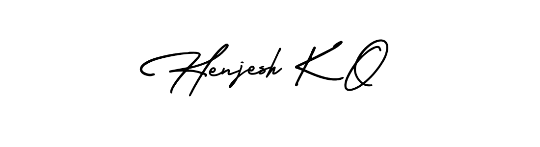 Also You can easily find your signature by using the search form. We will create Henjesh K O name handwritten signature images for you free of cost using AmerikaSignatureDemo-Regular sign style. Henjesh K O signature style 3 images and pictures png