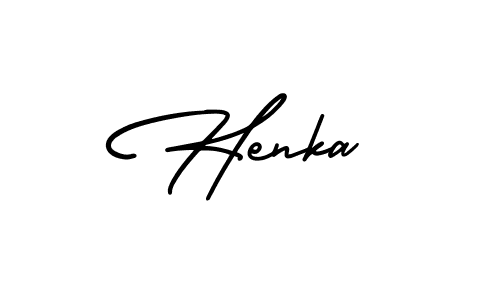 You should practise on your own different ways (AmerikaSignatureDemo-Regular) to write your name (Henka) in signature. don't let someone else do it for you. Henka signature style 3 images and pictures png