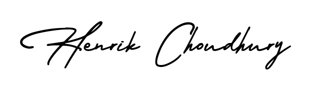 An effortless, minimalist signature concept for Henrik Choudhury using AmerikaSignatureDemo-Regular design. Clean lines that look great on any document. Henrik Choudhury signature style 3 images and pictures png