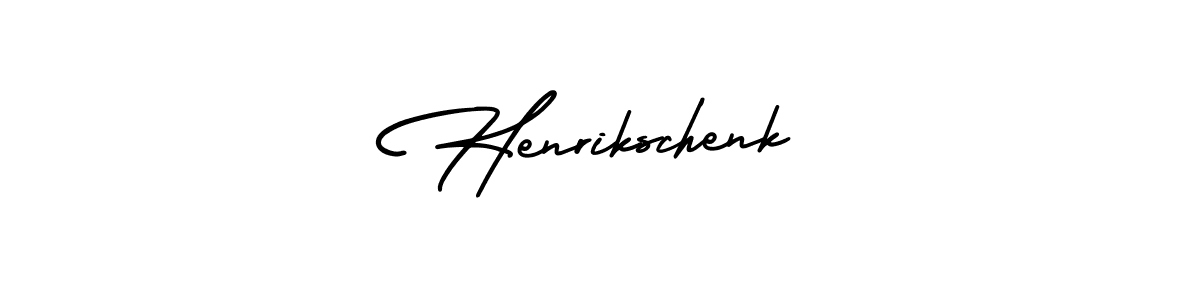 You should practise on your own different ways (AmerikaSignatureDemo-Regular) to write your name (Henrikschenk) in signature. don't let someone else do it for you. Henrikschenk signature style 3 images and pictures png